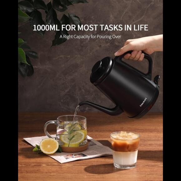 Gooseneck Electric Kettle(1.0L),1000W Electric Tea Kettle of 304 Stainless Steel - Picture 7 of 8